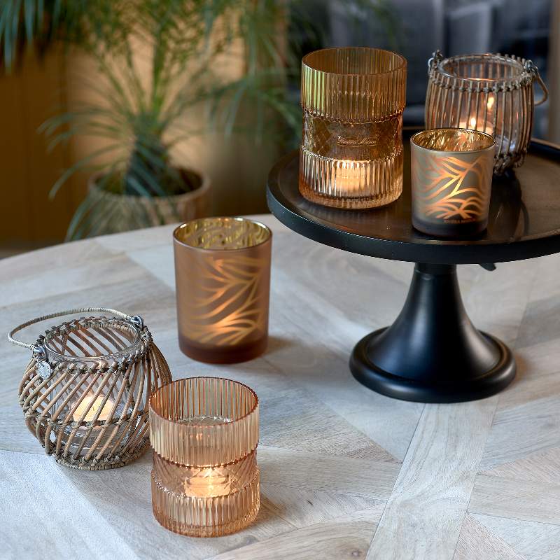 Rustic Rattan Diagonal Weave Votive