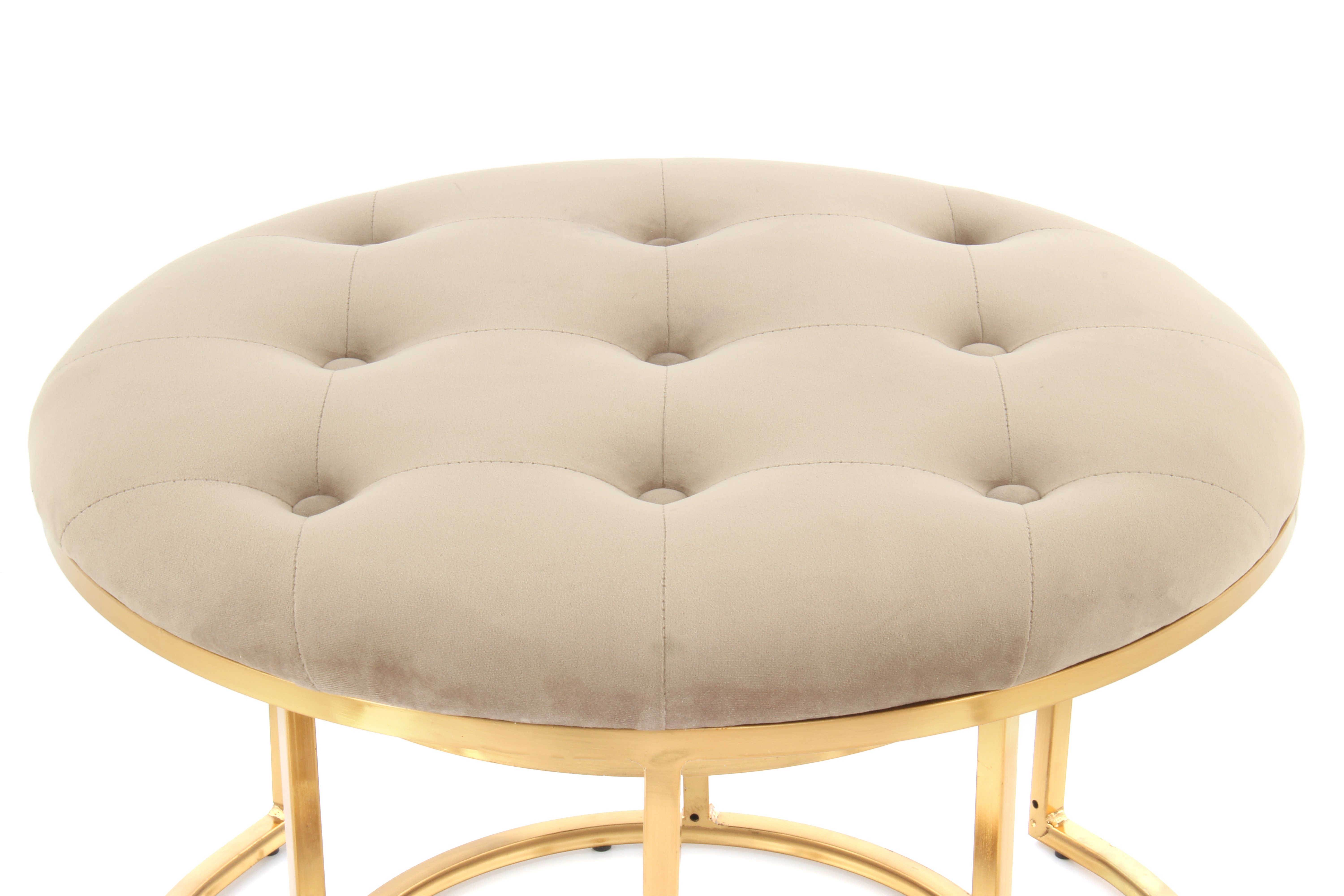 Hocker Myla 100-IN 2er-Set Taupe / Gold