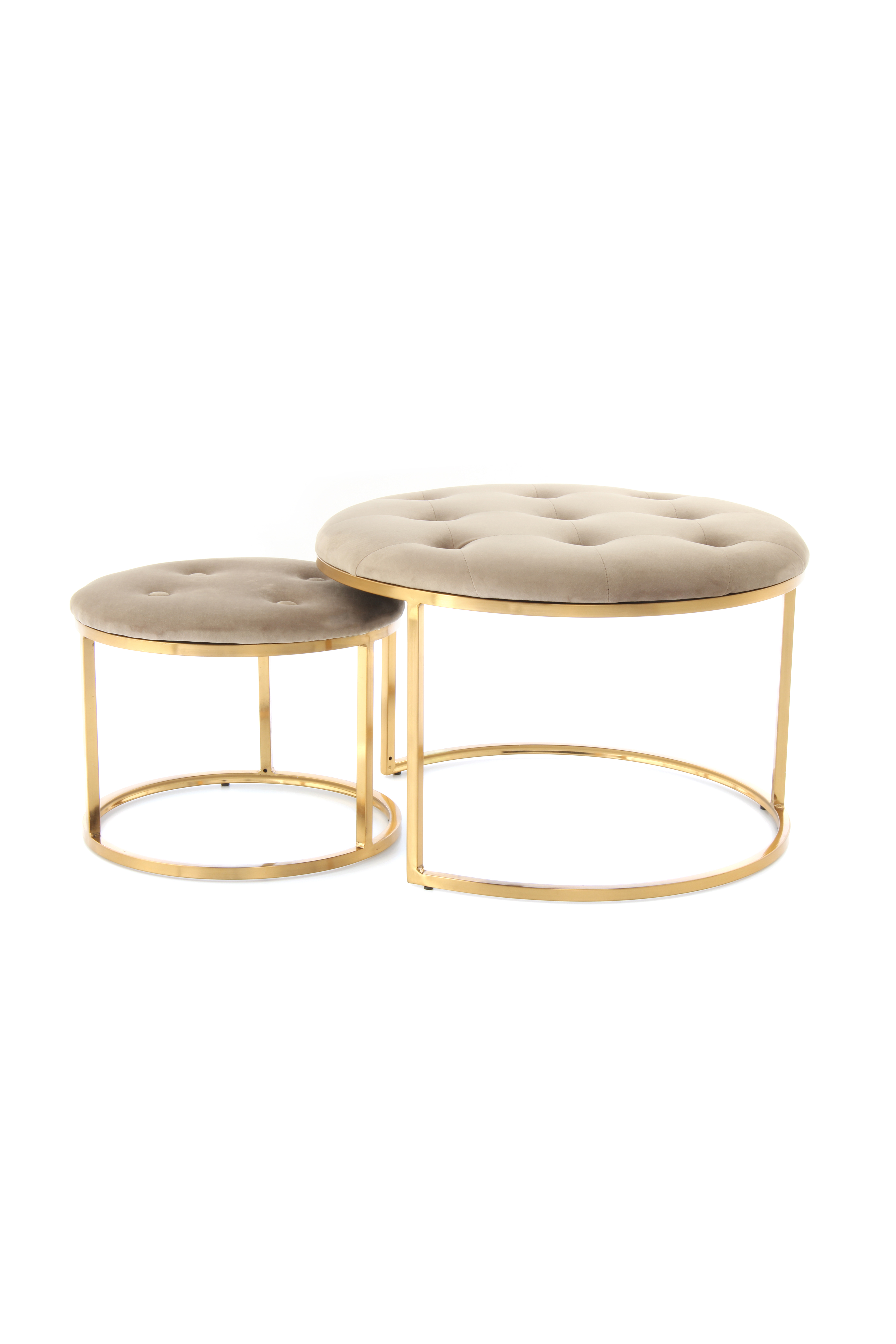 Hocker Myla 100-IN 2er-Set Taupe / Gold