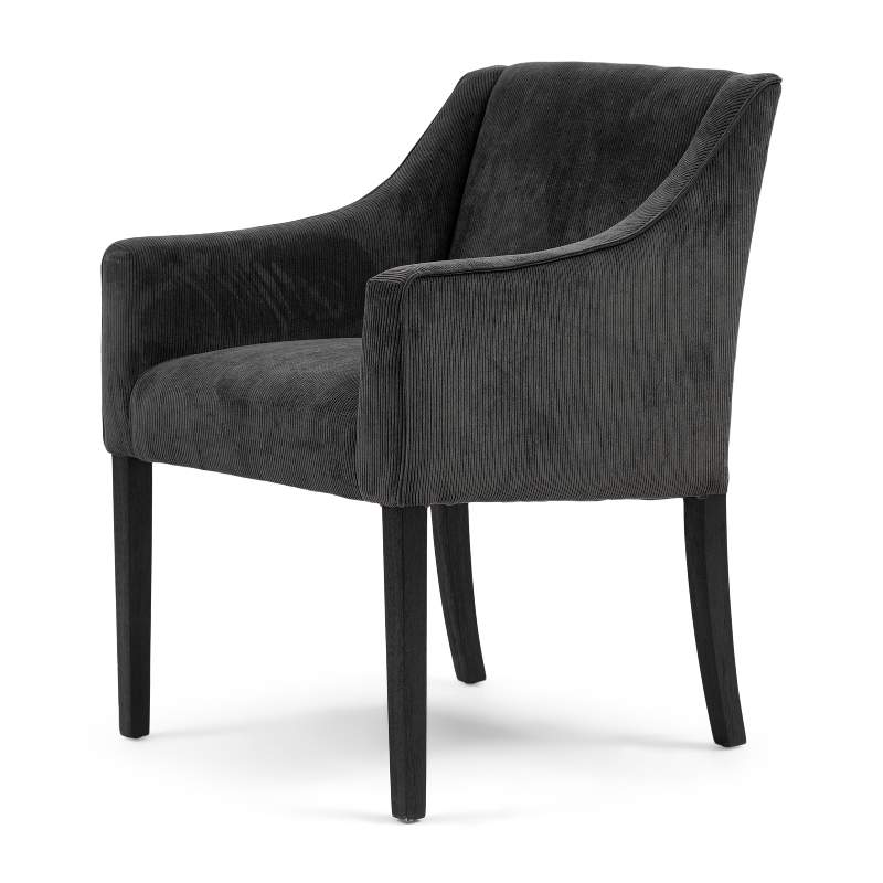 Savile Row Dining Armchair Black Leg, italian rib, mocha