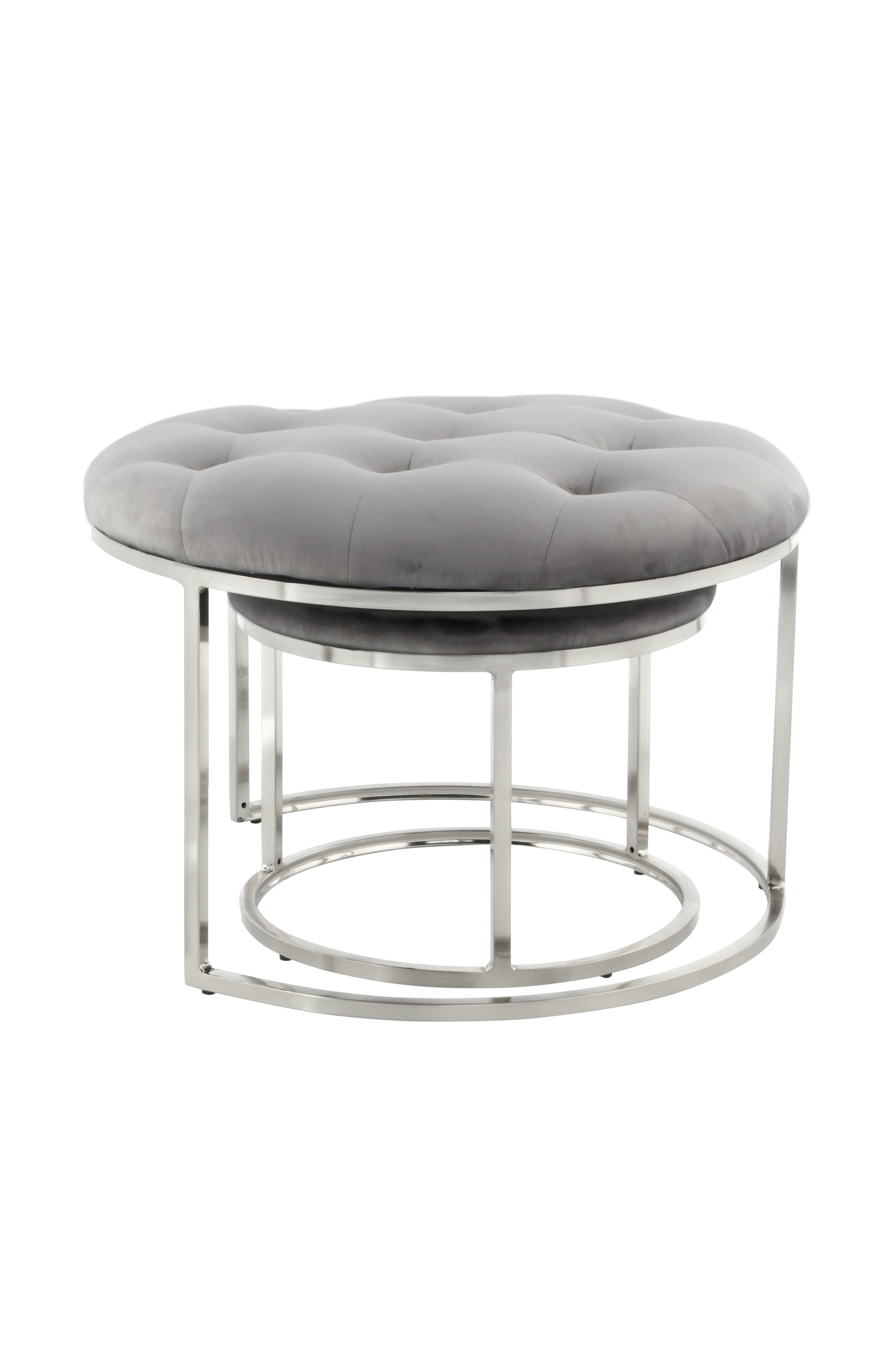 Hocker Myla 100-IN 2er-Set Grau / Silber