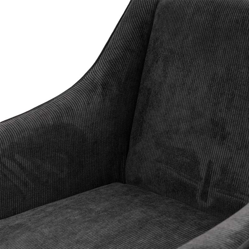 Savile Row Dining Armchair Black Leg, italian rib, mocha