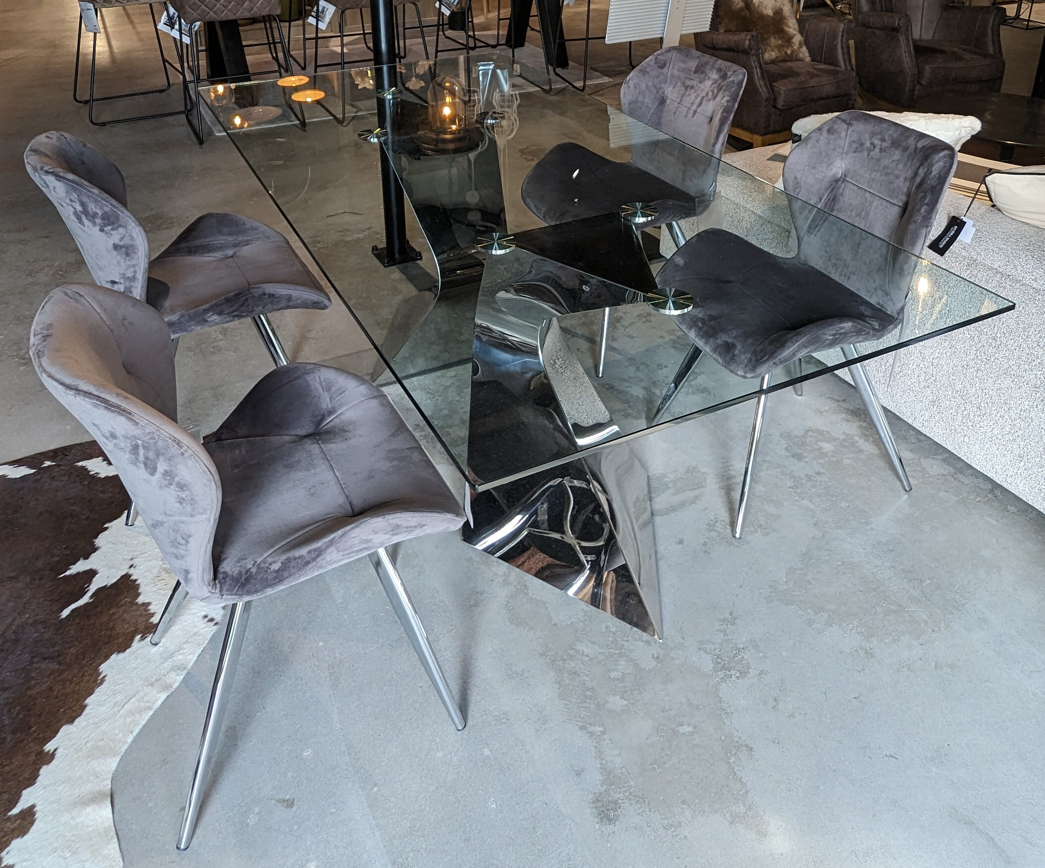 Tischgruppe Inkl.4 Stühle Wohnzimmer Küche Esszimmer Glas