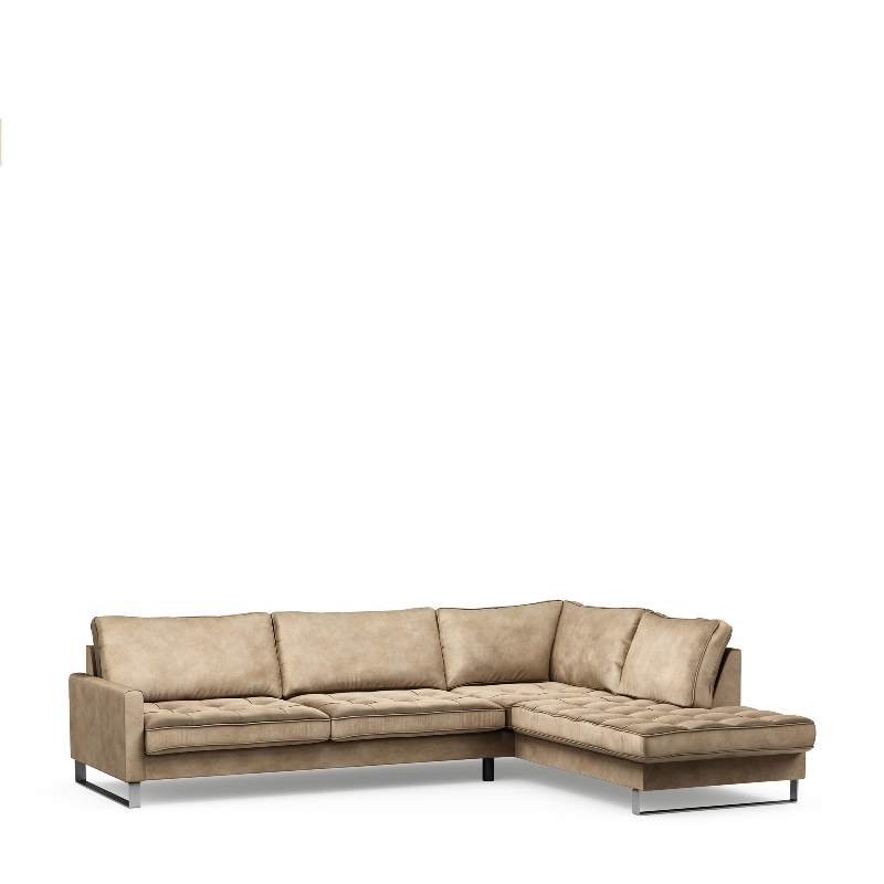 West Houston Corner Sofa Chaise Longue Right, velvet, golden beige